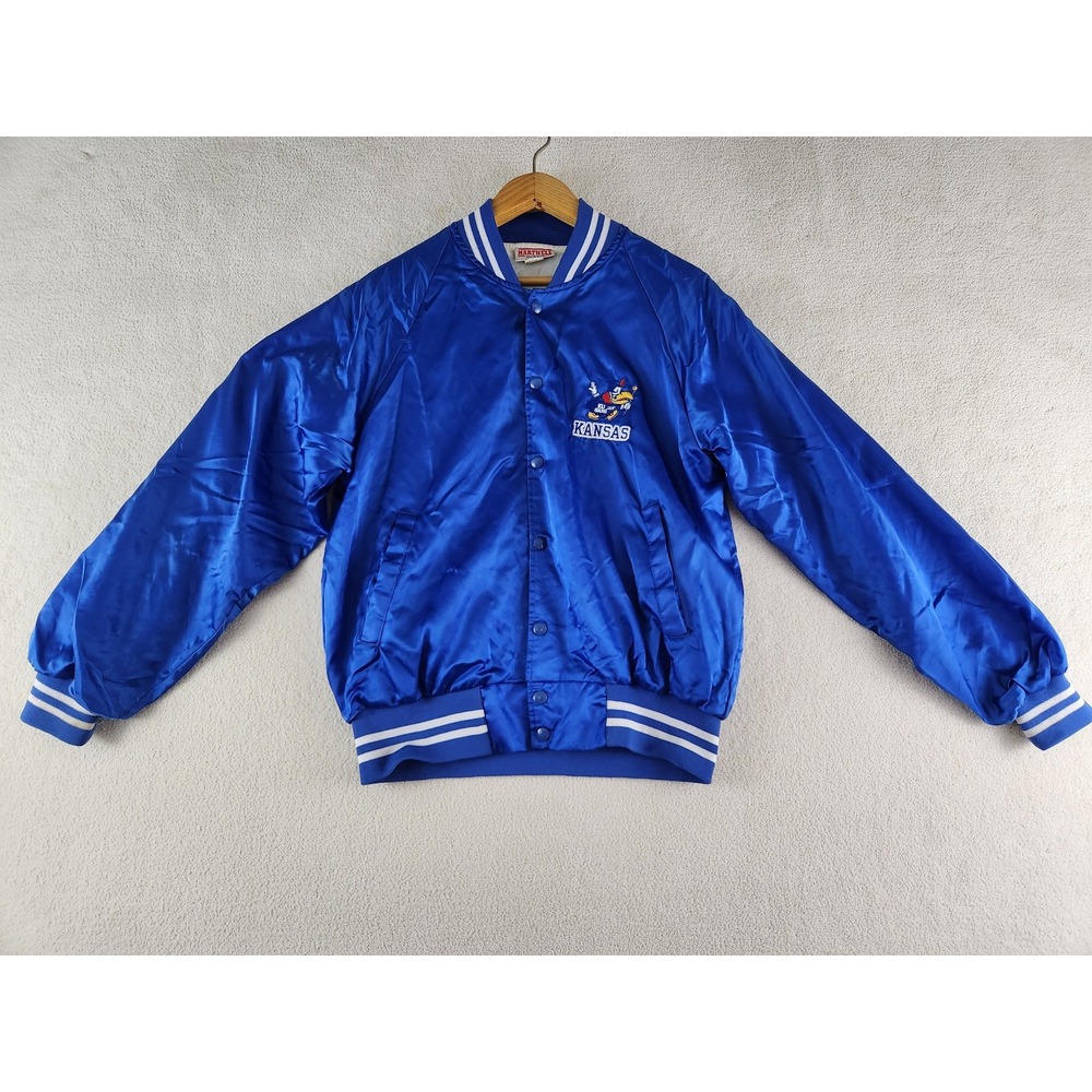 Vintage Kansas Band Jayhawks Satin Bomber Jacket Hartwell Size Medium USA